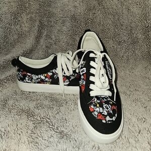 Ground Up Disney Mickey Mouse Sneakers Black Canvas Low Top Unisex Mens 8.5 W 10